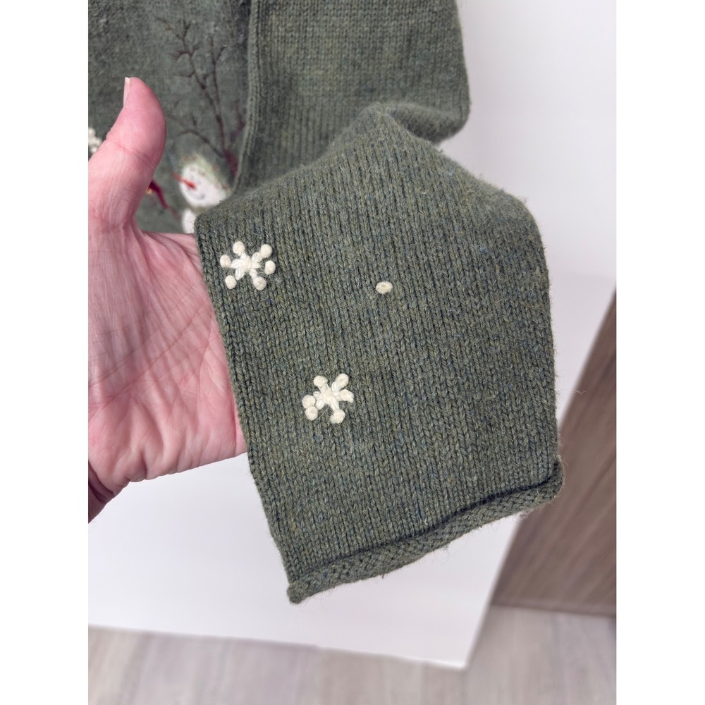 Grannycore Cottagecore Christmas Cardigan Women PS Snowman Embroidered Sweater - Picture 5 of 7